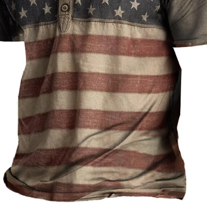 Men's Casual Retro Printed V-neck T-shirt 05974043X sold by Manly product image thumbnail 4