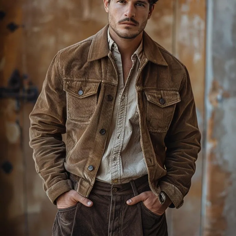 Men's Vintage Corduroy Solid Lapel Jacket 58634693X sold by Manly product image thumbnail 2