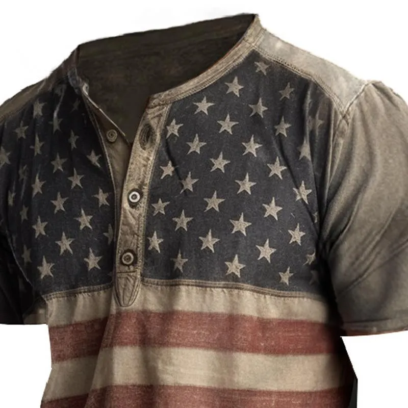 Men's Casual Retro Printed V-neck T-shirt 05974043X sold by Manly product image thumbnail 5