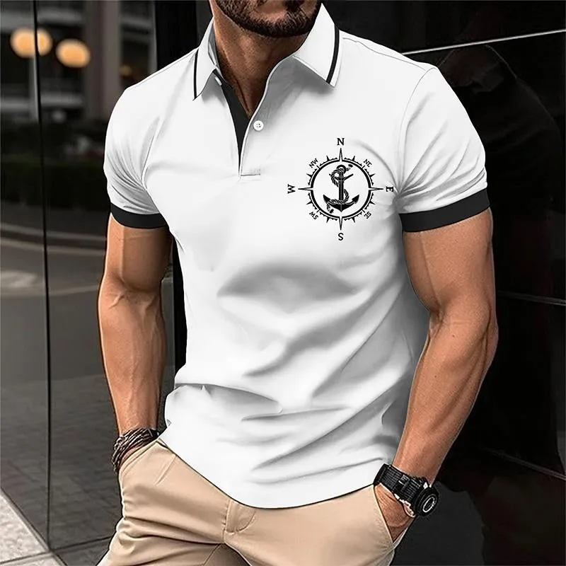 Men's Casual Compass Anchor Short Sleeve Polo Shirt 56093172TO sold by Manly product image thumbnail 2