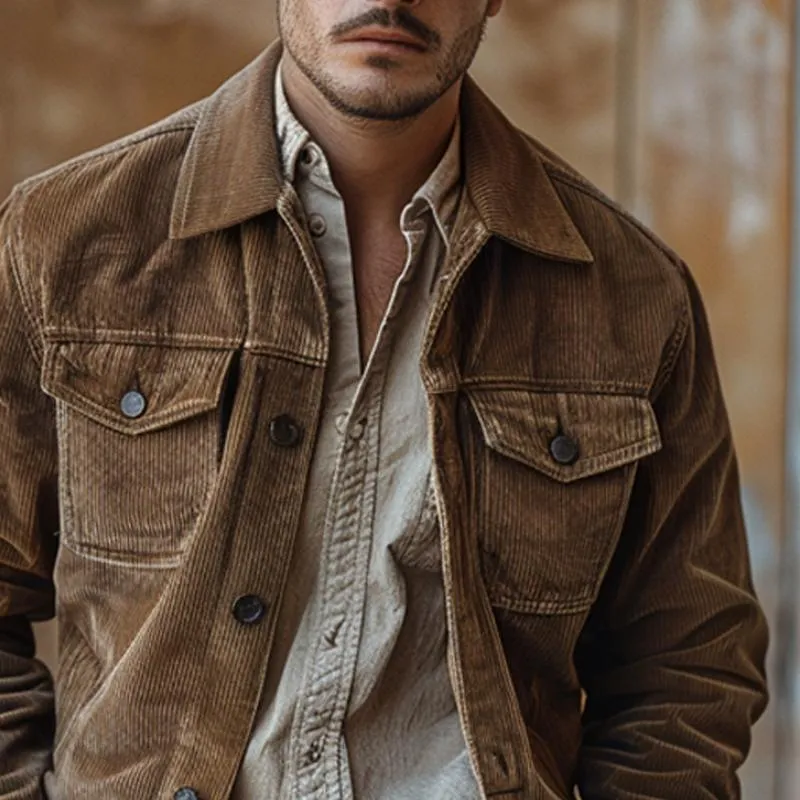 Men's Vintage Corduroy Solid Lapel Jacket 58634693X sold by Manly product image thumbnail 3