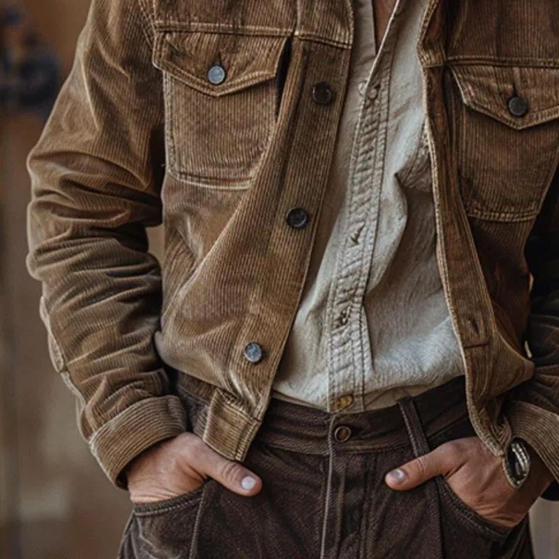 Men's Vintage Corduroy Solid Lapel Jacket 58634693X sold by Manly product image thumbnail 4