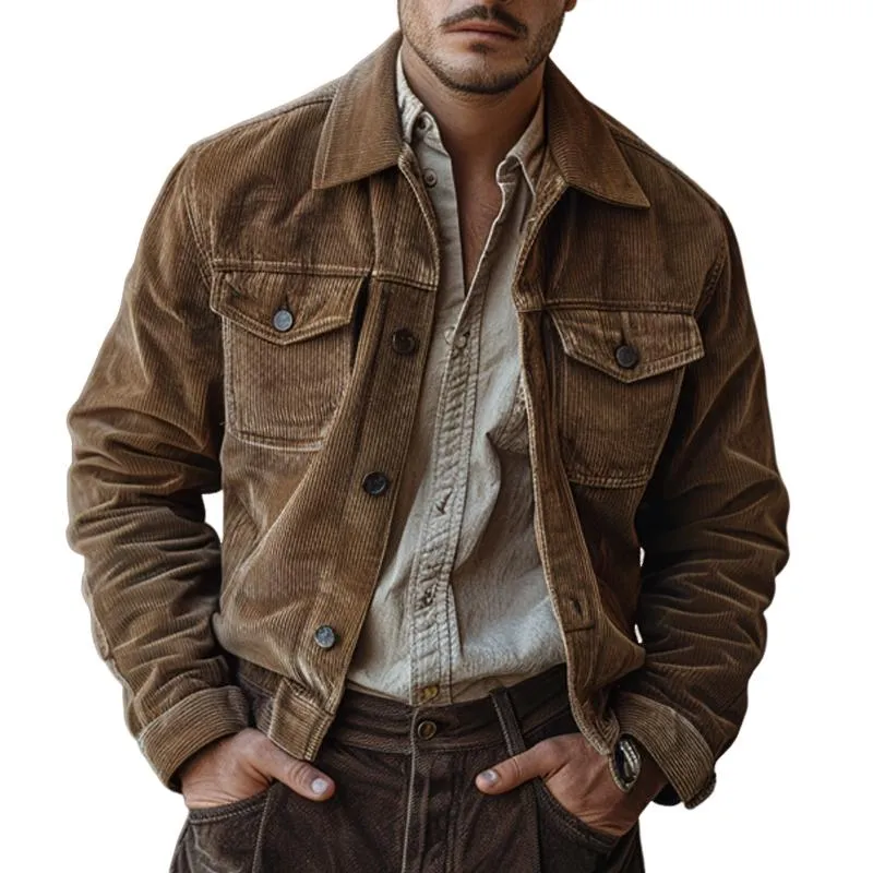 Men's Vintage Corduroy Solid Lapel Jacket 58634693X sold by Manly