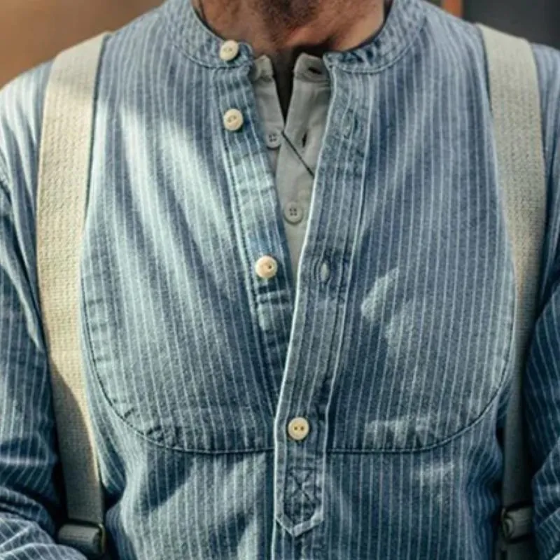 Men's Retro Casual Striped Long Sleeve Shirt 97324713TO sold by Manly product image thumbnail 3