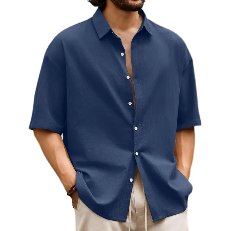 Men's Casual Solid Hawaiian Short Sleeve Shirt 27590616X sold by Manly product image thumbnail 5