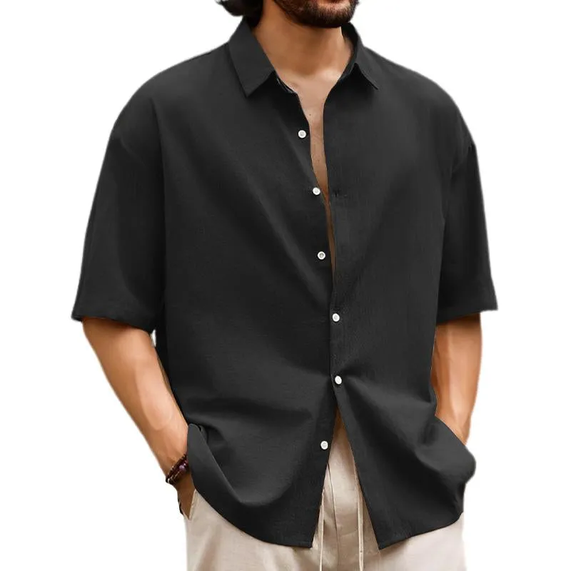Men's Casual Solid Hawaiian Short Sleeve Shirt 27590616X sold by Manly product image thumbnail 2