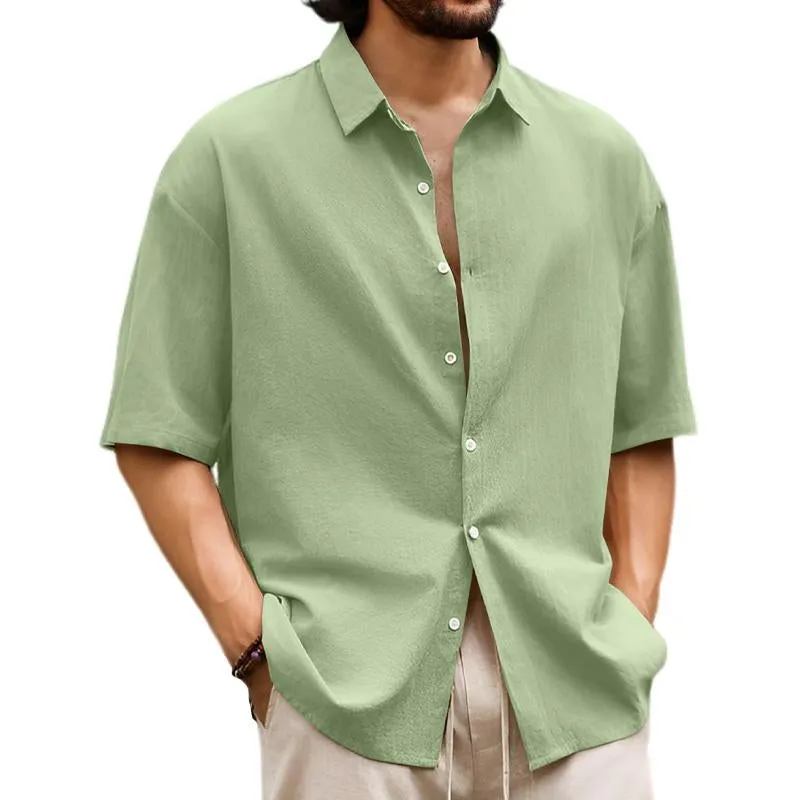 Men's Casual Solid Hawaiian Short Sleeve Shirt 27590616X sold by Manly product image thumbnail 4