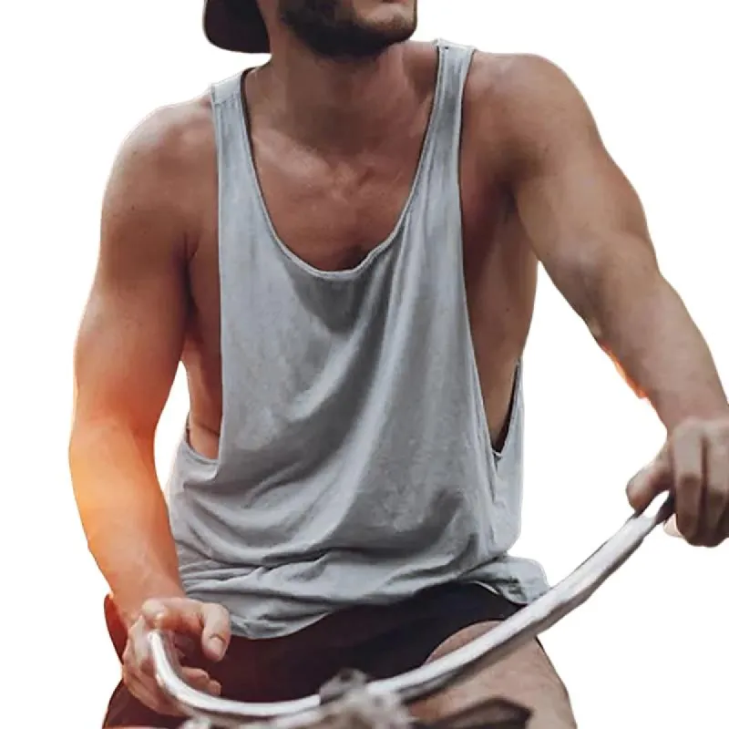 Men's Loose Cotton Blend Athletic Muscle Tank Top 78805382X sold by Manly