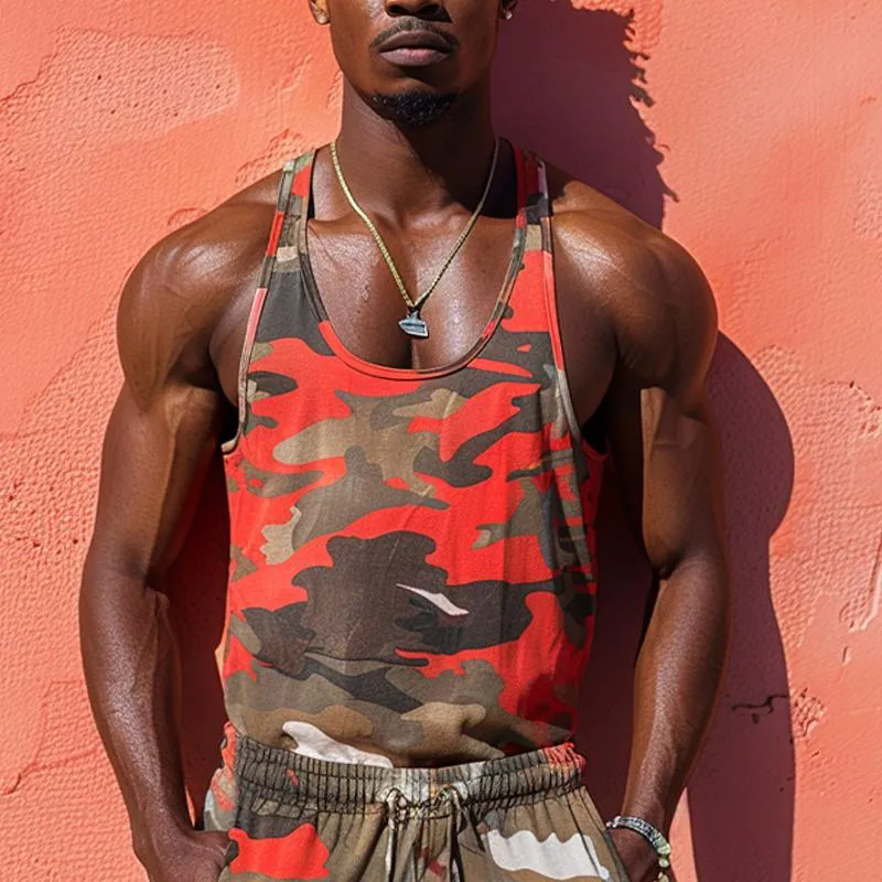 Men's Camo Print Crew Neck Tank Top 19515775X sold by Manly product image thumbnail 3
