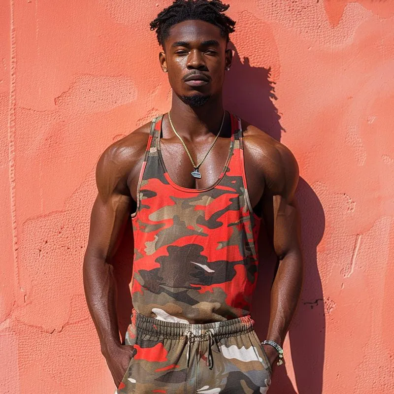 Men's Camo Print Crew Neck Tank Top 19515775X sold by Manly product image thumbnail 2