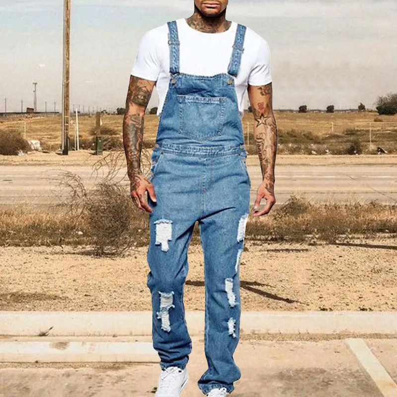Men's Casual Ripped Denim Overalls 40221493M sold by Manly product image thumbnail 2