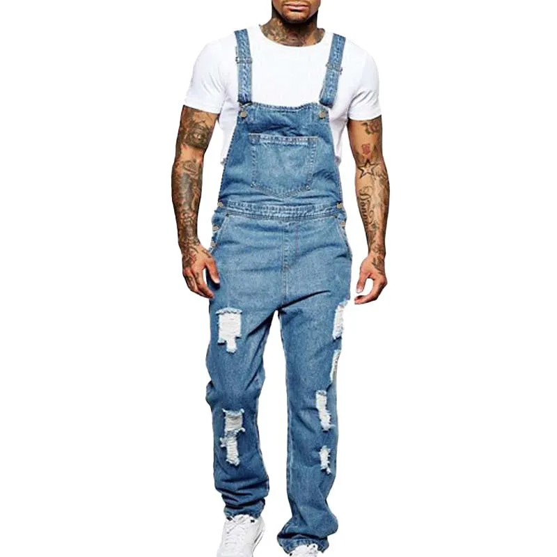Men's Casual Ripped Denim Overalls 40221493M sold by Manly
