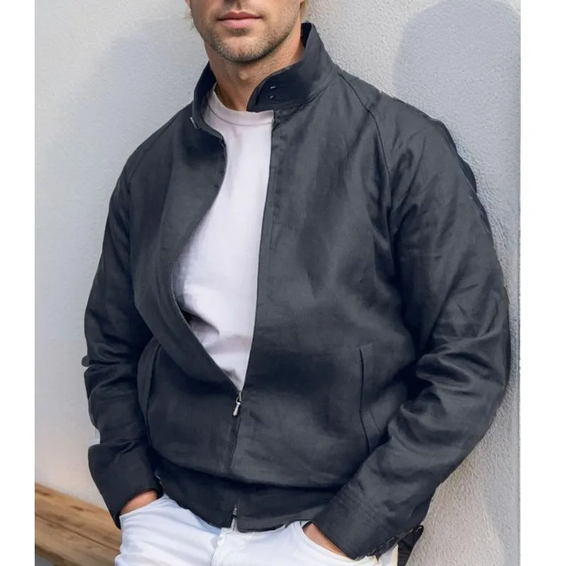 Men's Solid Color Stand Collar Raglan Sleeve Jacket 82333455Y sold by Manly product image thumbnail 5