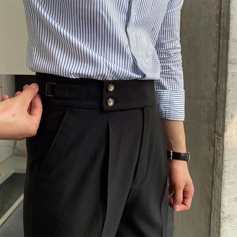 Men's British Style Drape High Waist Straight Pants 73687328M sold by Manly product image thumbnail 3