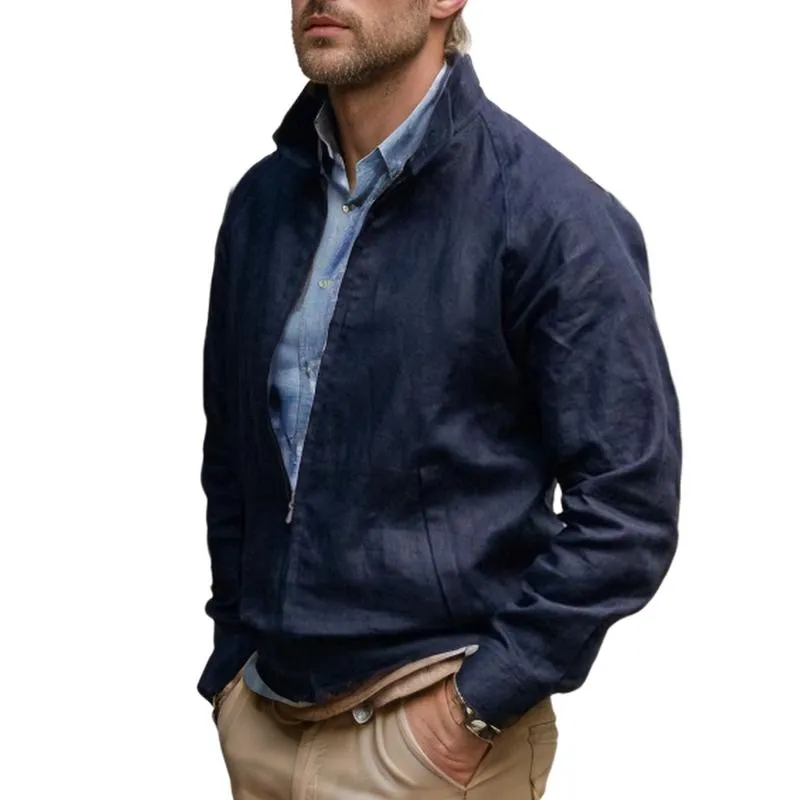 Men's Solid Color Stand Collar Raglan Sleeve Jacket 82333455Y sold by Manly