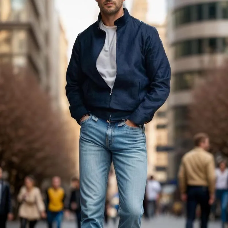 Men's Solid Color Stand Collar Raglan Sleeve Jacket 82333455Y sold by Manly product image thumbnail 4