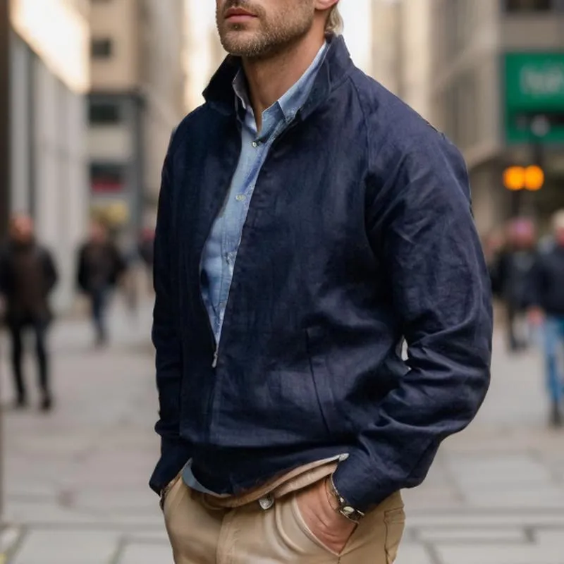 Men's Solid Color Stand Collar Raglan Sleeve Jacket 82333455Y sold by Manly product image thumbnail 2