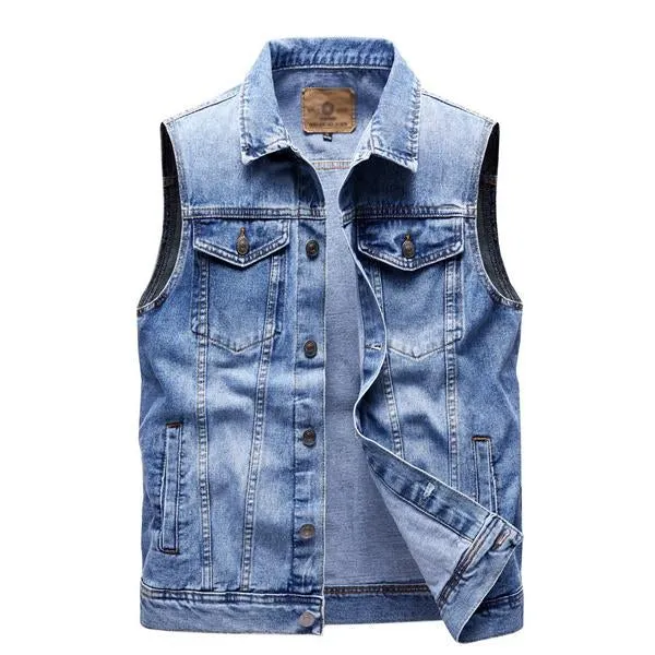 Men's Retro Lapel Denim Vest 41696369X sold by Manly product image thumbnail 2