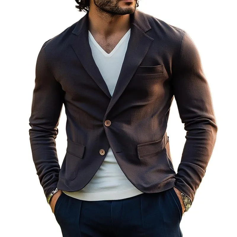 Men's Solid Color Notch Lapel Two Buttons Cozy Casual Blazer 27458349Z sold by Manly