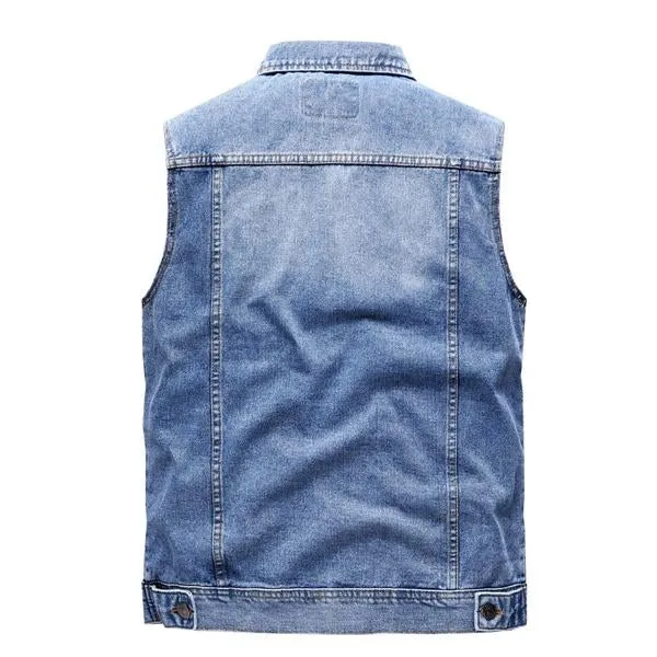 Men's Retro Lapel Denim Vest 41696369X sold by Manly product image thumbnail 3