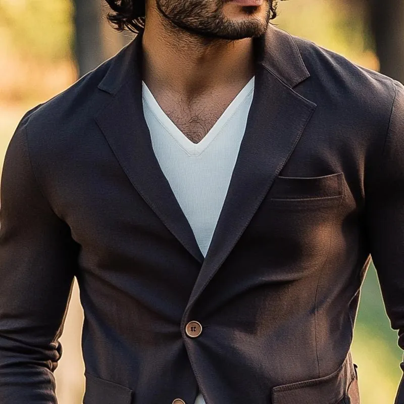 Men's Solid Color Notch Lapel Two Buttons Cozy Casual Blazer 27458349Z sold by Manly product image thumbnail 3