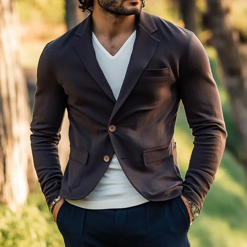 Men's Solid Color Notch Lapel Two Buttons Cozy Casual Blazer 27458349Z sold by Manly product image thumbnail 2