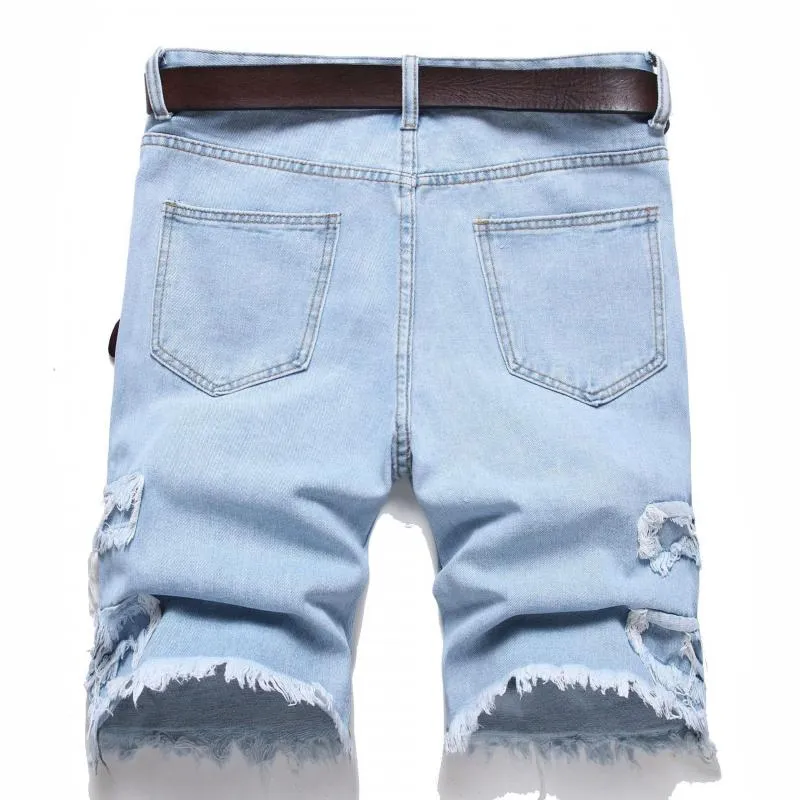 Men's Fashion Distressed Patch Straight Denim Shorts 07940431Z sold by Manly product image thumbnail 2
