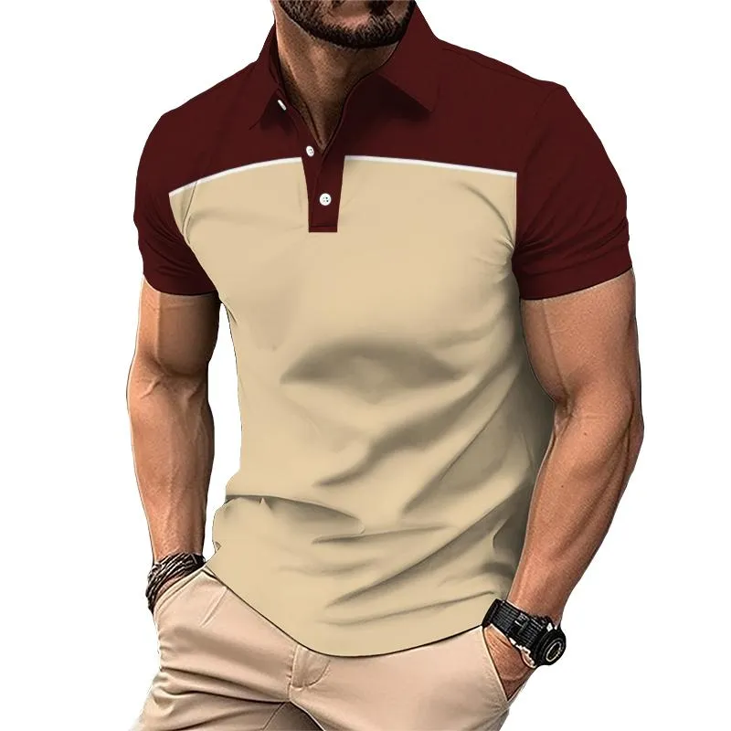 Men's Casual Simple Color Block Short Sleeve Polo Shirt 95928256TO sold by Manly