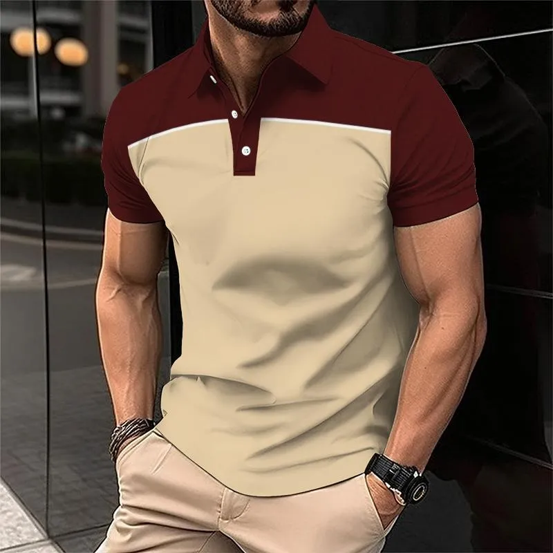 Men's Casual Simple Color Block Short Sleeve Polo Shirt 95928256TO sold by Manly product image thumbnail 2