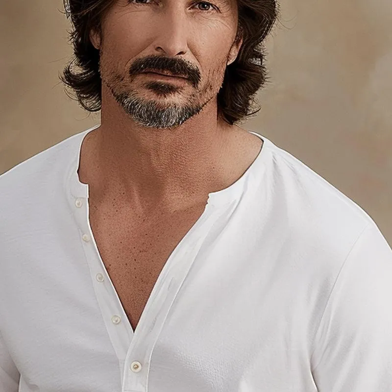 Men's Cotton Blend Solid Henley Long Sleeve T-Shirt 18501793X sold by Manly product image thumbnail 2