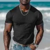 Men's Casual Cotton Blend Round Neck Slim Fit Shorts Sleeve T-Shirt 21241666M sold by Manly