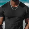Men's Casual Cotton Blend Round Neck Slim Fit Shorts Sleeve T-Shirt 21241666M sold by Manly