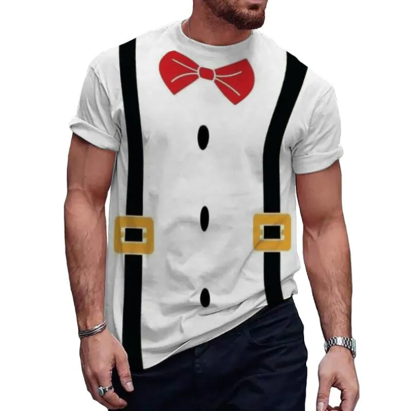 Men's Casual Suspender Printed Round Neck Short Sleeve T-Shirt 02762491TO sold by Manly