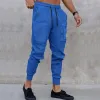 Men's Casual Sports Solid Color Multi-Pocket Sweatpants 75001097Y sold by Manly