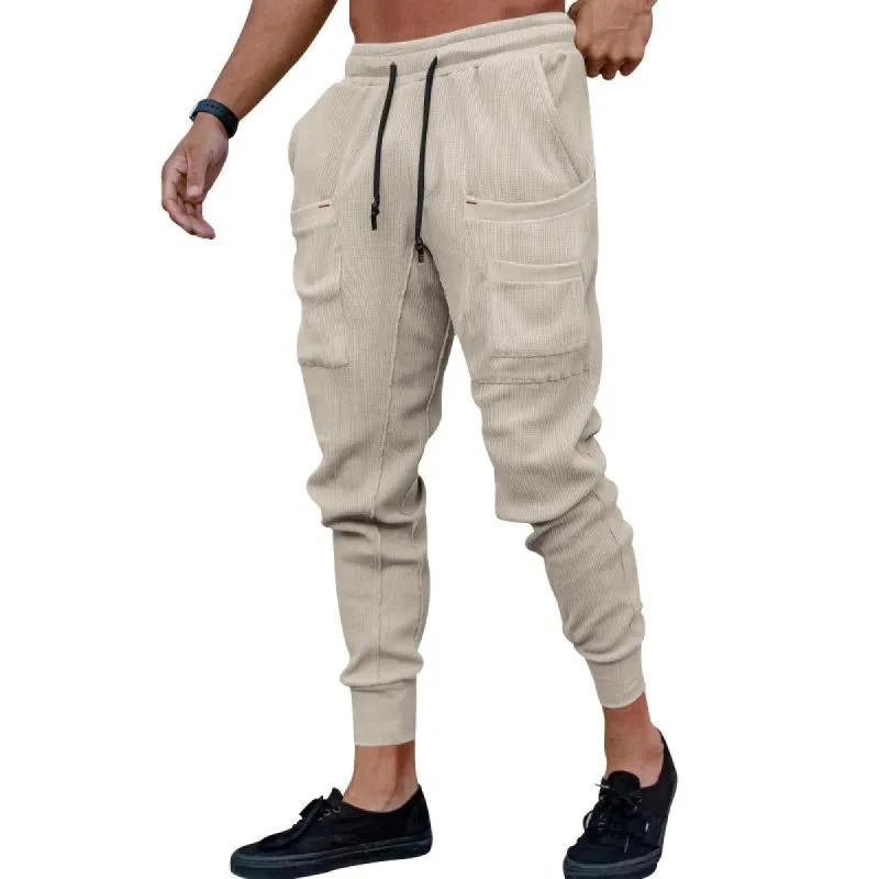 Men's Casual Sports Solid Color Multi-Pocket Sweatpants 75001097Y sold by Manly