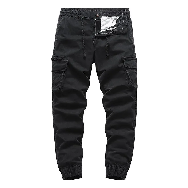 Men's Solid Color Multi-pocket Elastic Waist Cargo Pants 08464355Z sold by Manly product image thumbnail 4