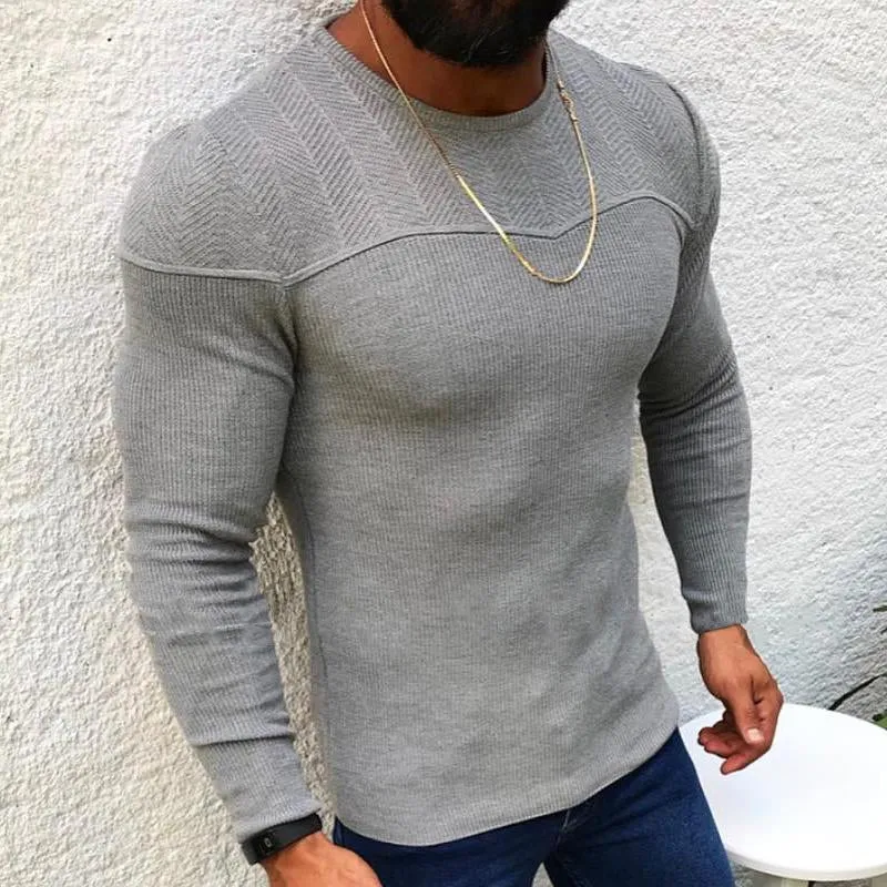 Men's Solid Color Long Sleeve Pullover Crew Neck Sweater 96880362X sold by Manly product image thumbnail 2