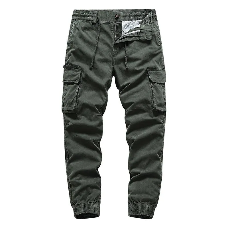 Men's Solid Color Multi-pocket Elastic Waist Cargo Pants 08464355Z sold by Manly product image thumbnail 3