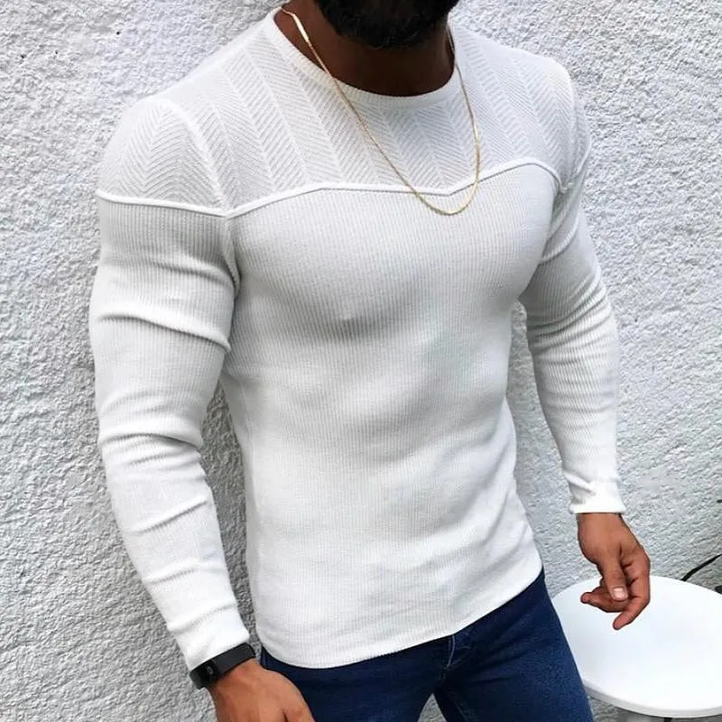Men's Solid Color Long Sleeve Pullover Crew Neck Sweater 96880362X sold by Manly product image thumbnail 3
