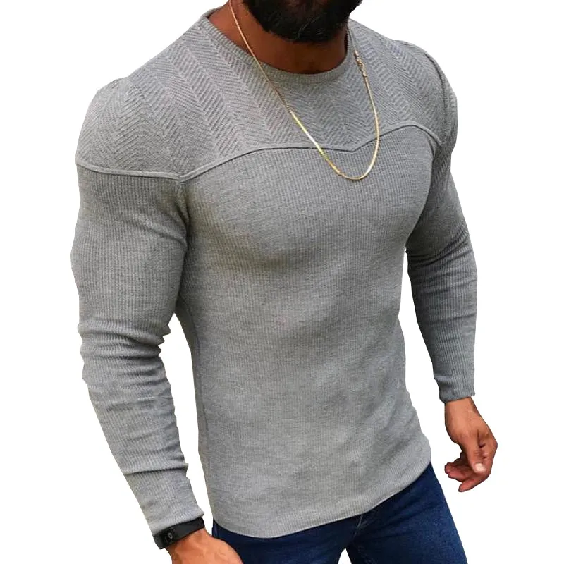 Men's Solid Color Long Sleeve Pullover Crew Neck Sweater 96880362X sold by Manly