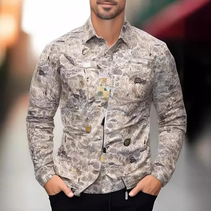 Men's Casual Printed Long Sleeve Shirt 23243785X sold by Manly product image thumbnail 4