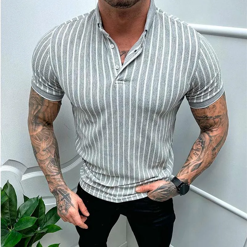 Men's Striped Print Short Sleeve Polo Shirt 52367119Y sold by Manly product image thumbnail 2