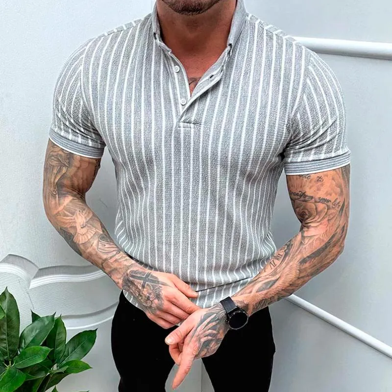 Men's Striped Print Short Sleeve Polo Shirt 52367119Y sold by Manly product image thumbnail 3