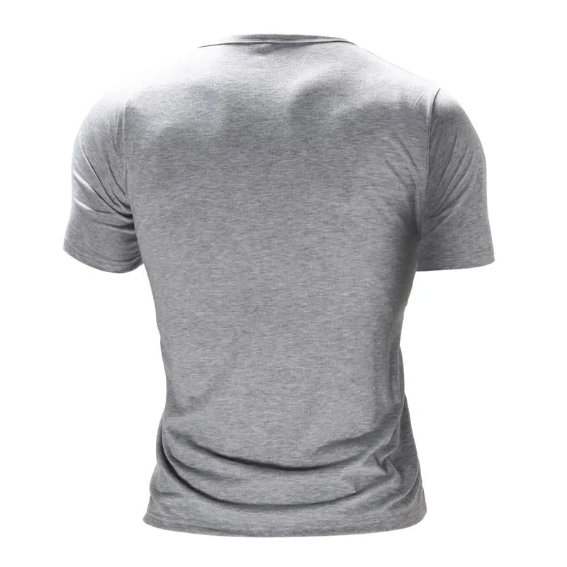 Men's Solid Color V-neck Two-button Short-sleeved T-shirt 10325207X sold by Manly product image thumbnail 4