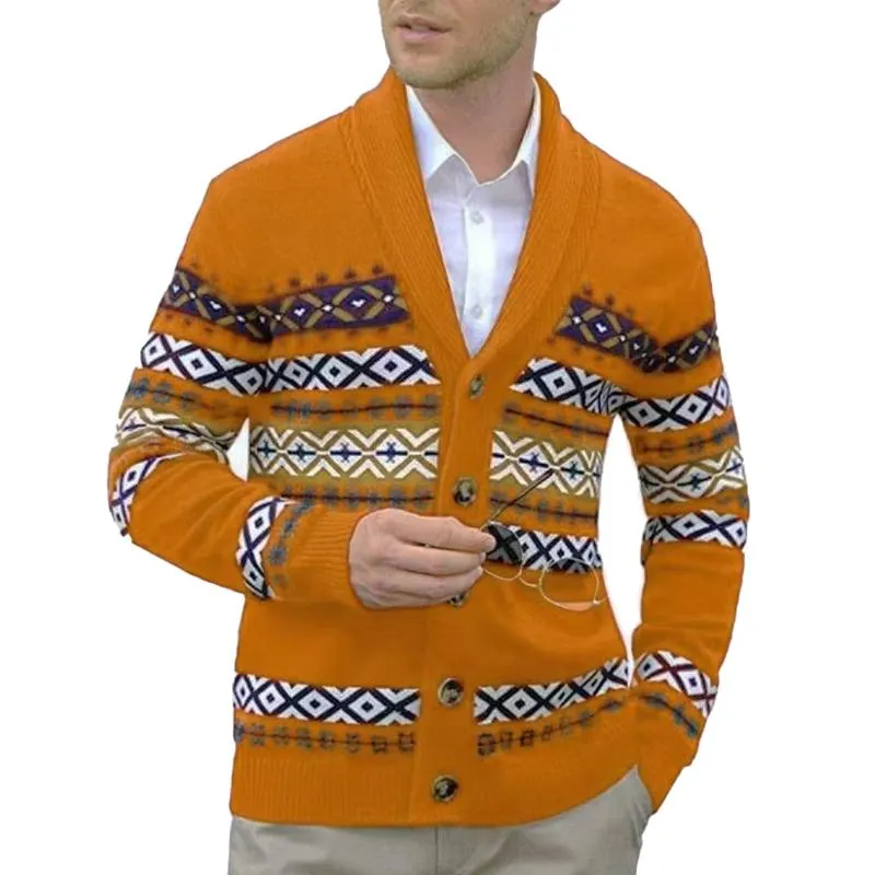 Men's Vintage V-Neck Knitted Jacquard Cardigan 74186213X sold by Manly product image thumbnail 2