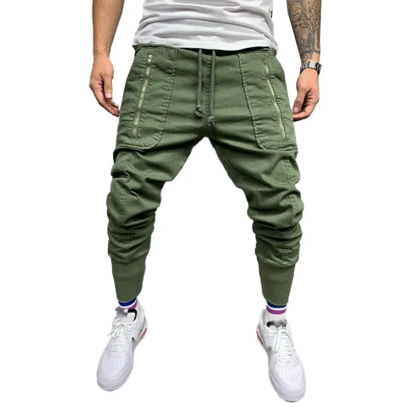 Men's Casual Solid Color Multi-Pocket Drawstring Cargo Pants 46039755Y sold by Manly
