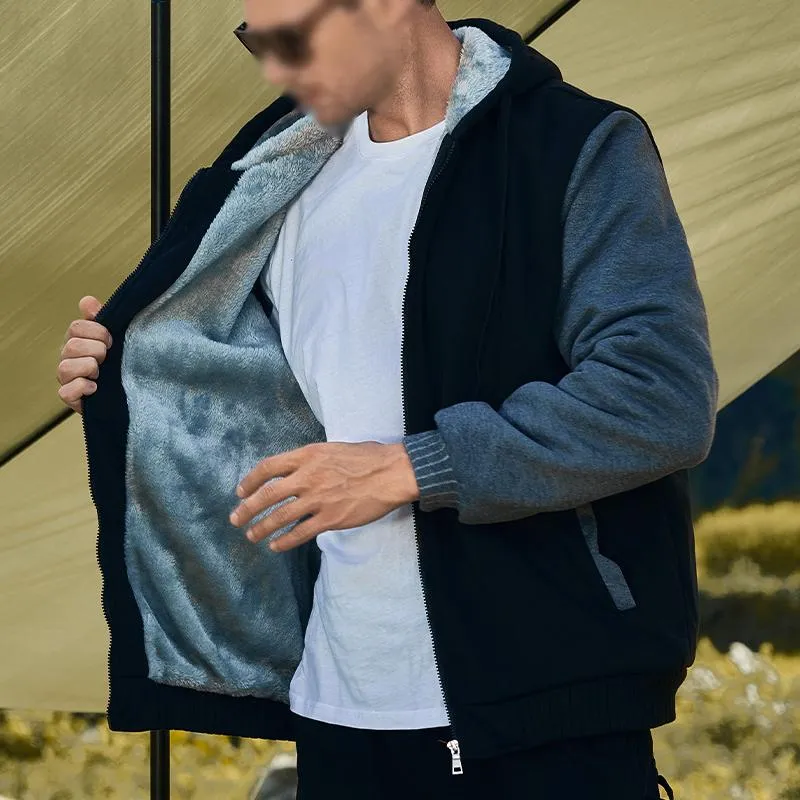 Men's Casual Color Block Warm Fleece Hooded Jacket 45435589Y sold by Manly product image thumbnail 2