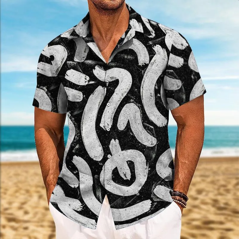 Men's Casual Trendy Letter Lapel Short-sleeved Shirt 89252758TO sold by Manly product image thumbnail 2