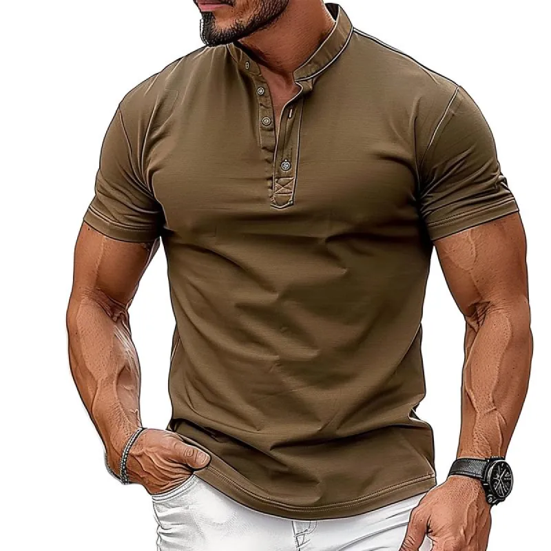Men's Solid Color Lapel Pullover Short Sleeve POLO Shirt 17996490X sold by Manly