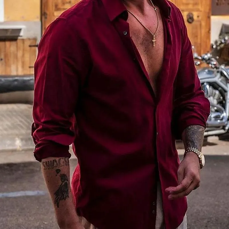 Men's Casual Cotton and Linen Long Sleeve Shirt 05746582Y sold by Manly product image thumbnail 2